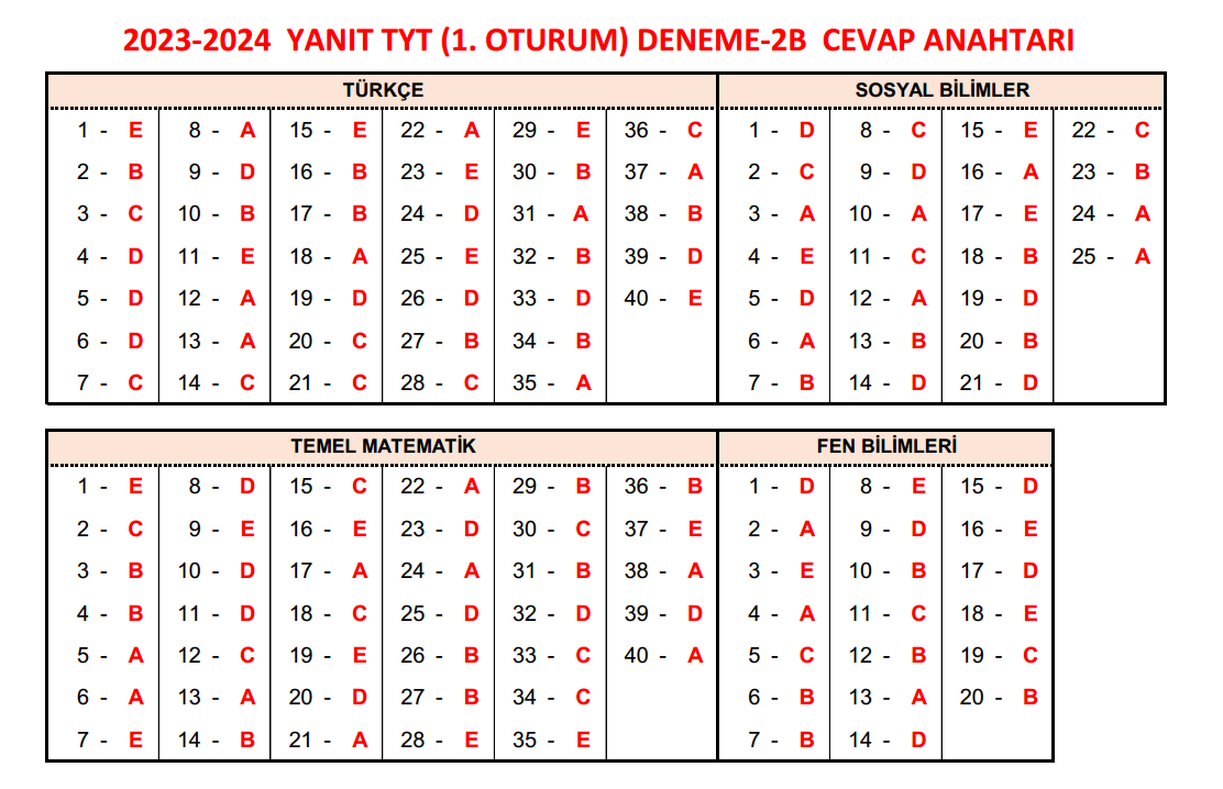 Yanıt Yayınları TYT 2B